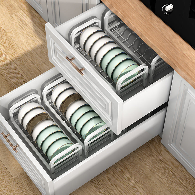 Double-Layer Kitchen Storage Rack — Dish Rack with Chopstick Canister & Hooks