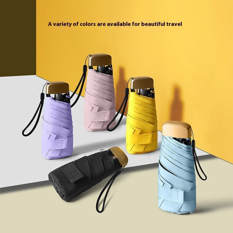 Mini Capsule Umbrella — 5-Fold, UV Sun Protection & Rainproof