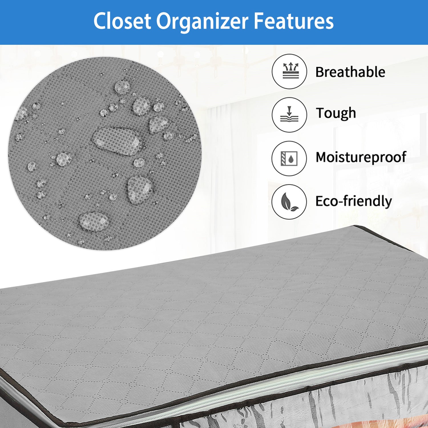 Large Clothes Storage Bags — Set of 2, 90L Each with Clear Window & Dual Zipper