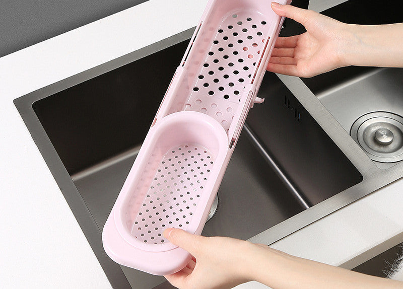 Adjustable Telescopic Sink Rack — Soap, Sponge & Drainer Organizer