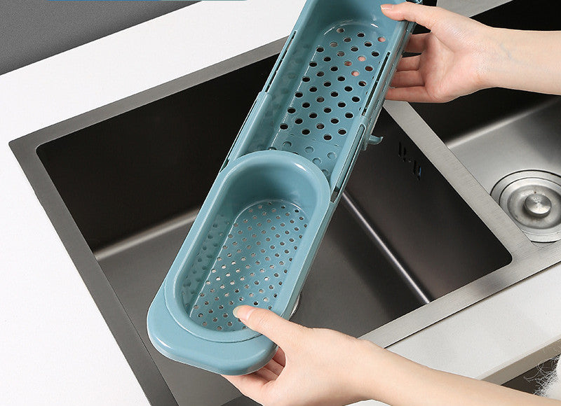 Adjustable Telescopic Sink Rack — Soap, Sponge & Drainer Organizer