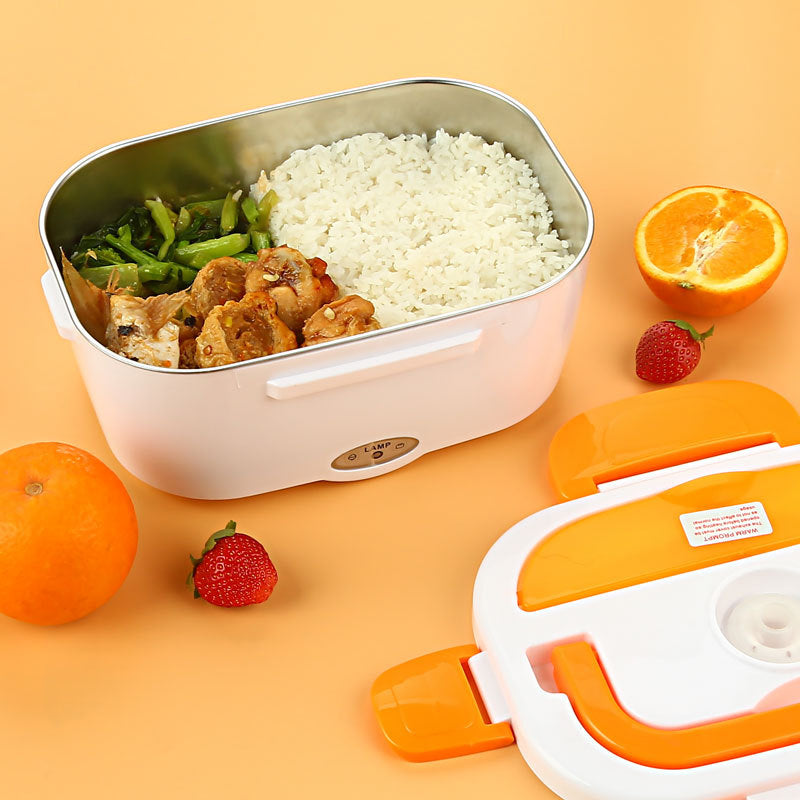 Electric Heated Lunch Box — Stainless Steel Self-Heating Food Warmer for Car & Office