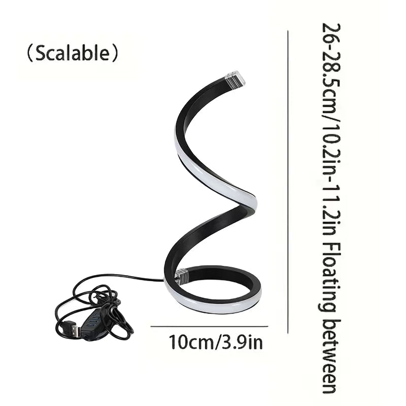 USB Spiral LED Night Light — Dimmable 3-Color Desk Lamp for Bedroom & Office