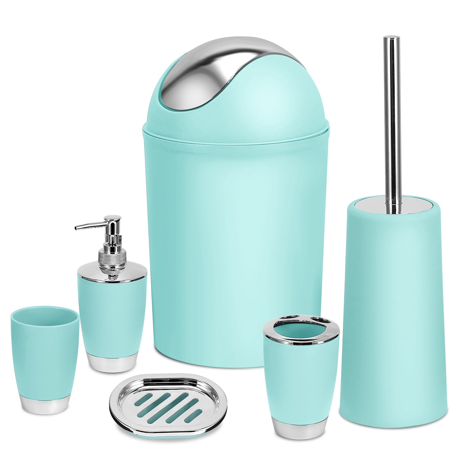 6-Piece Bathroom Accessories Set — Classic Black with Silver Accents