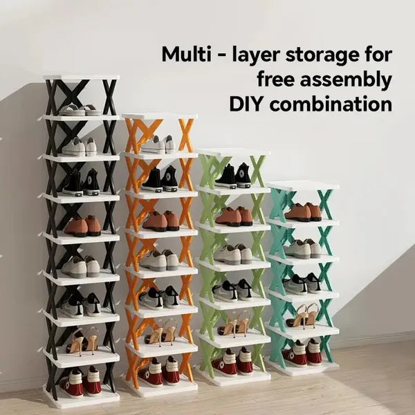9-Pair Vertical Shoe Rack — Space-Saving Stackable Plastic Organizer for Entryway, Closet & Dorm