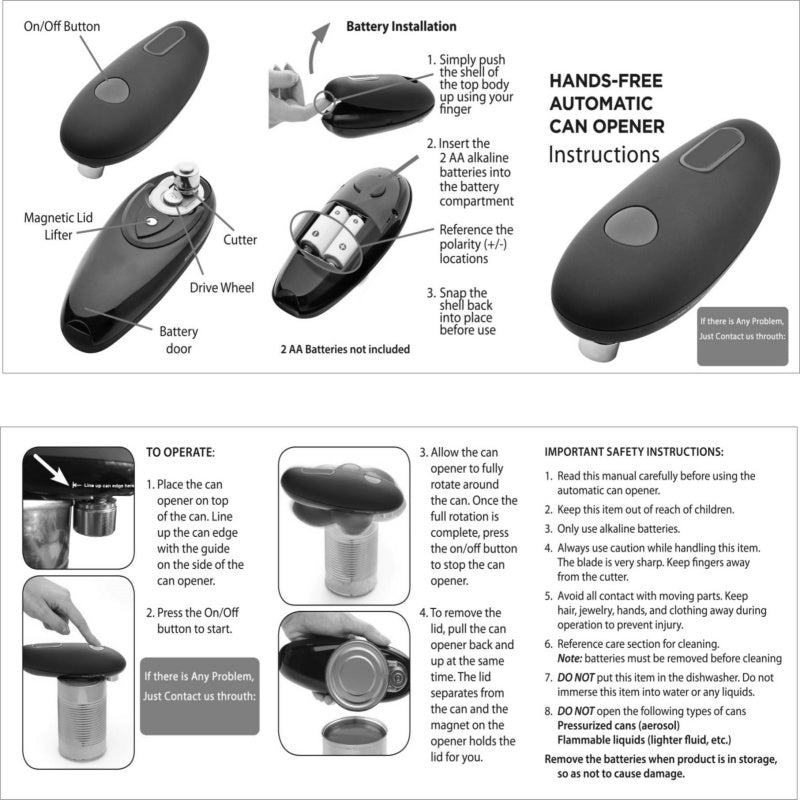 One-Touch Electric Can Opener — Hands-Free Automatic Opener