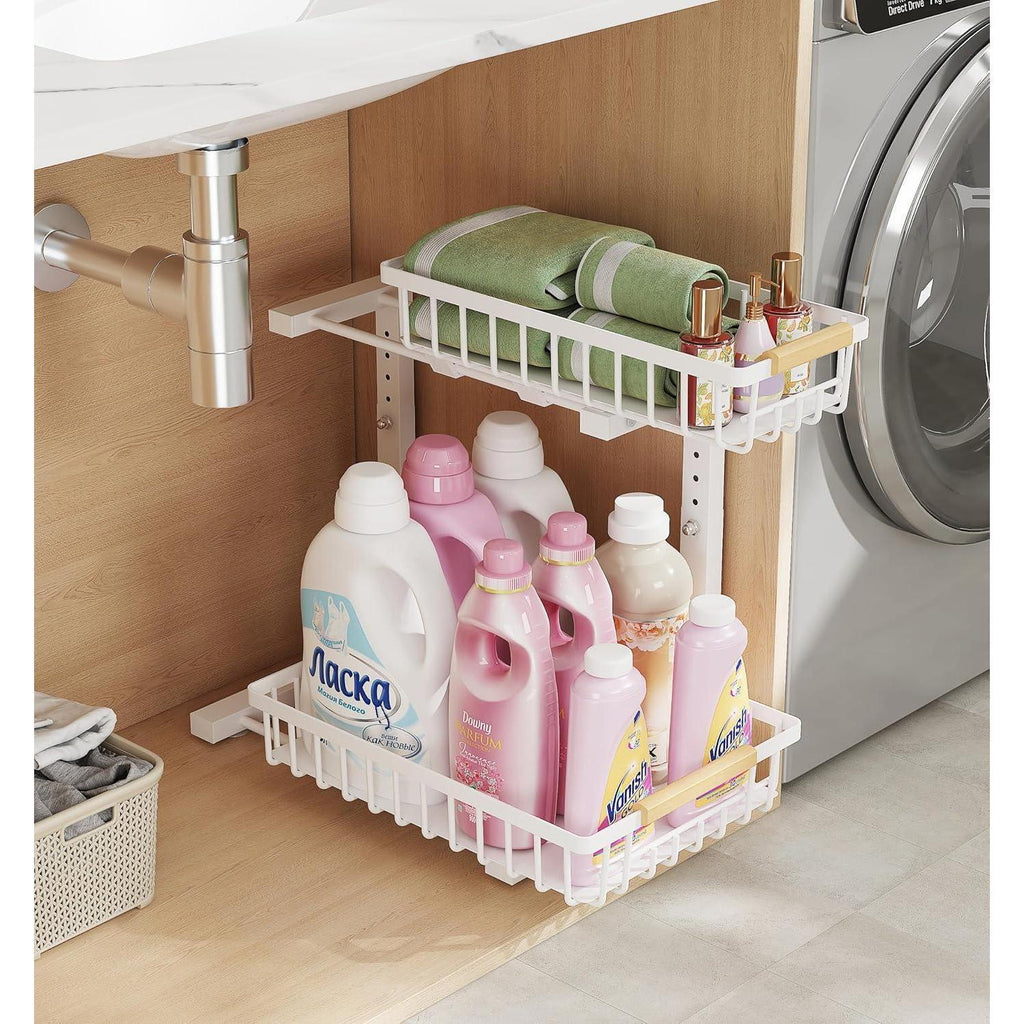 Adjustable 2-Tier Under Sink Organizer — Kitchen & Bathroom Storage Rack