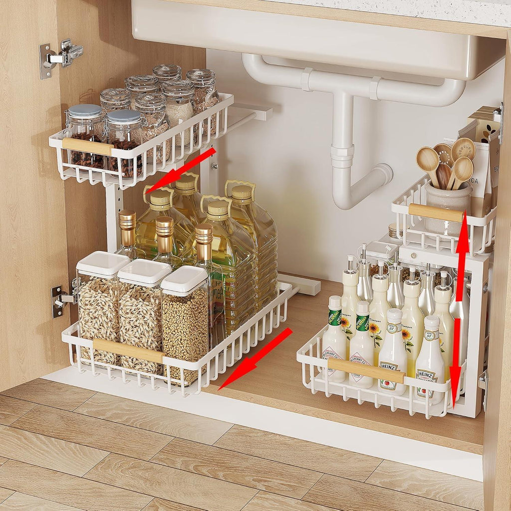 Adjustable 2-Tier Under Sink Organizer — Kitchen & Bathroom Storage Rack