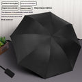 Open black mini umbrella with segmented canopy spokes and center hub.