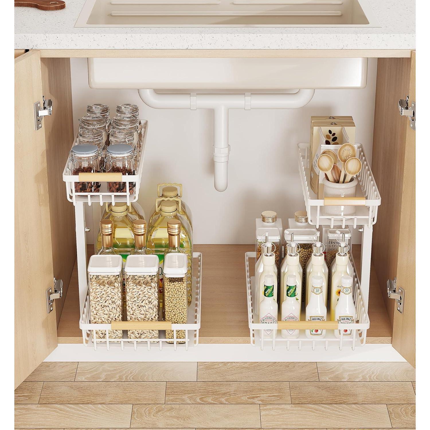 Adjustable 2-Tier Under Sink Organizer — Kitchen & Bathroom Storage Rack