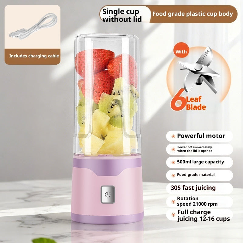 Portable Rechargeable Blender Juicer Cup — 500ml USB, 18-Blade, BPA-Free