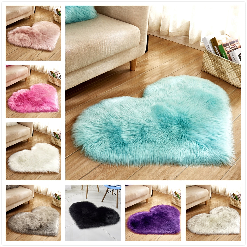 Plush Heart-Shaped Rug — Fluffy Soft Floor Mat for Bedroom, Sofa & Home Decor