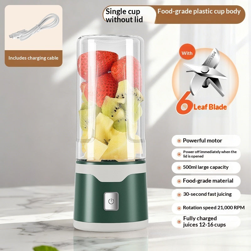 Portable Rechargeable Blender Juicer Cup — 500ml USB, 18-Blade, BPA-Free