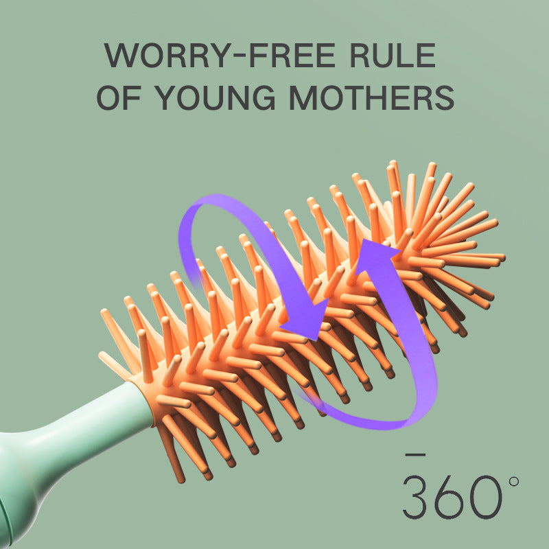 Electric Silicone Baby Bottle Brush — 360° Rotating, Rechargeable