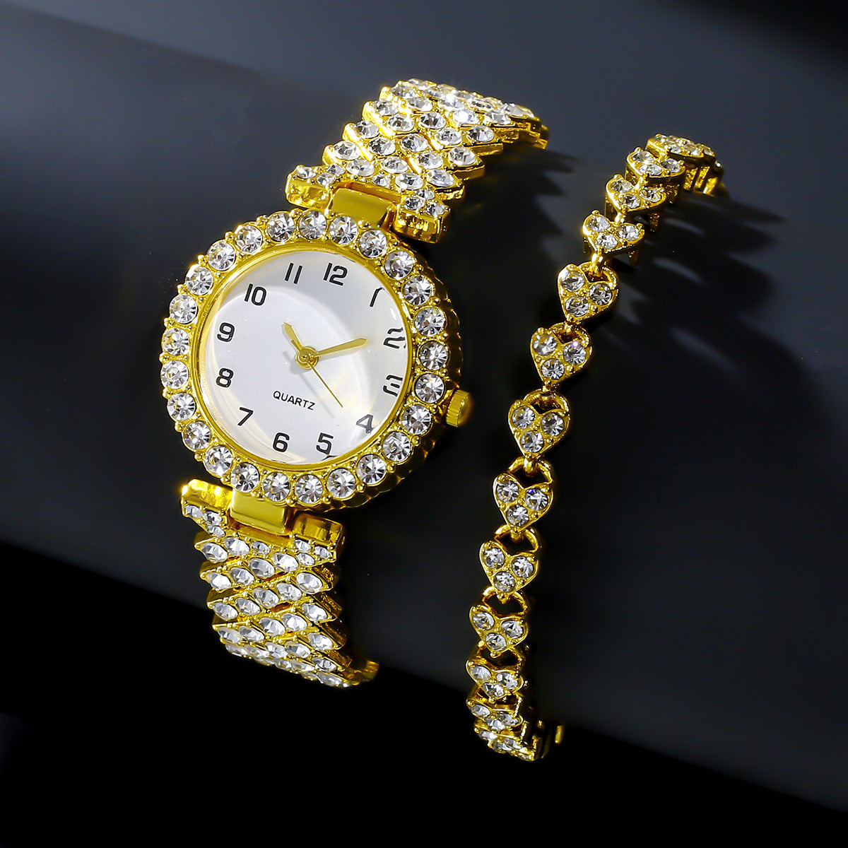 Women's Luxury Watch & Bracelet Gift Set — Silver Quartz Wristwatch with Alloy Bracelet