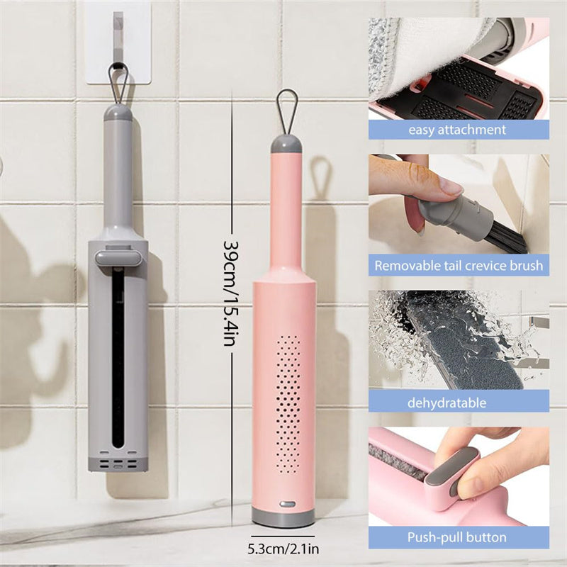 Self-Squeeze Mini Flat Mop — Hands-Free Wringing, 2 Microfiber Pads