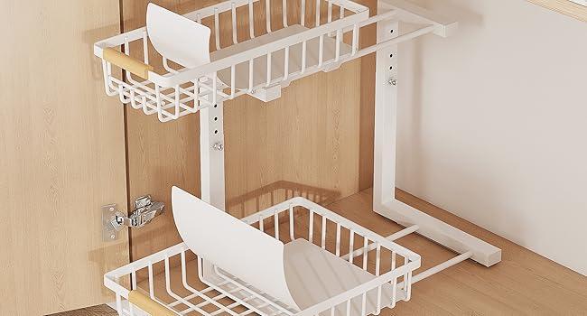 Adjustable 2-Tier Under Sink Organizer — Kitchen & Bathroom Storage Rack