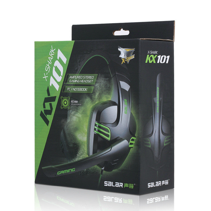 Headset retail box for wired gaming headset with green graphics