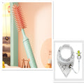 Electric silicone baby bottle brush with mint handle and orange bristle head