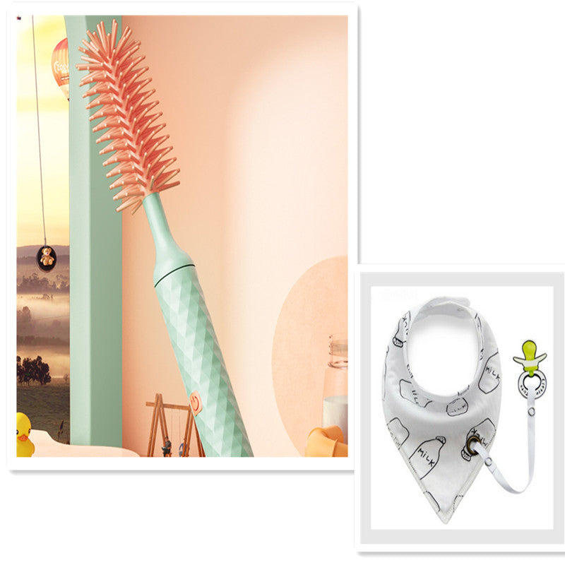 Electric Silicone Baby Bottle Brush — 360° Rotating, Rechargeable