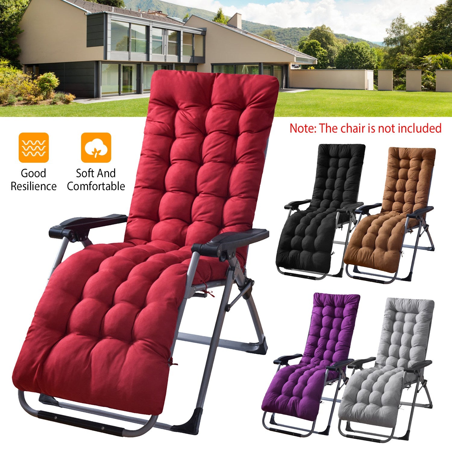 Chaise Lounger Cushion — Thick Padded Recliner & Deck Chair Mat (67" or 71")