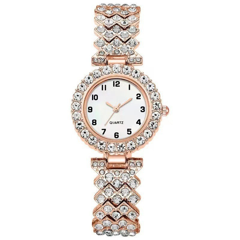 Women's Luxury Watch & Bracelet Gift Set — Silver Quartz Wristwatch with Alloy Bracelet