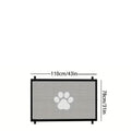 Gray mesh pet playpen gate with paw logo; black frame, 110cm x 78cm panel