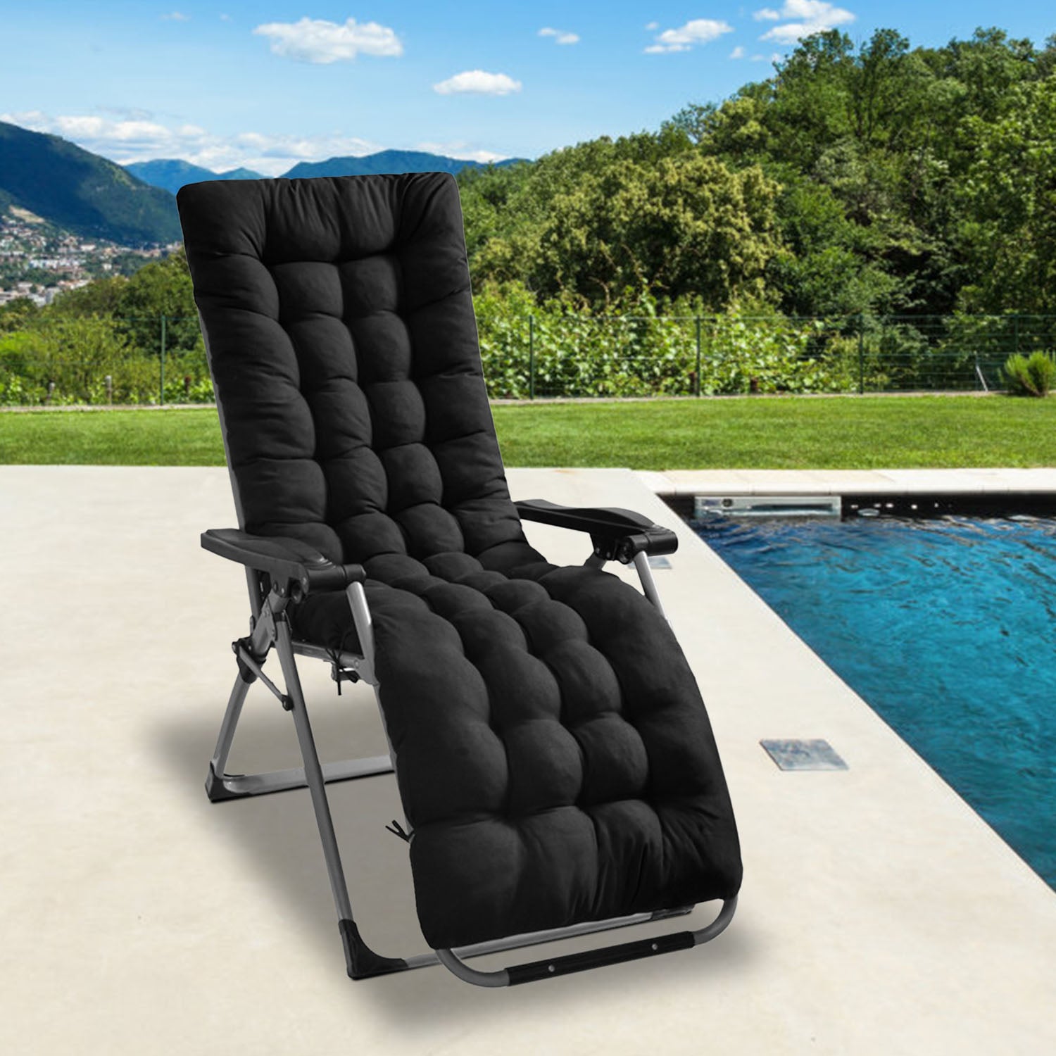 Chaise Lounger Cushion — Thick Padded Recliner & Deck Chair Mat (67" or 71")