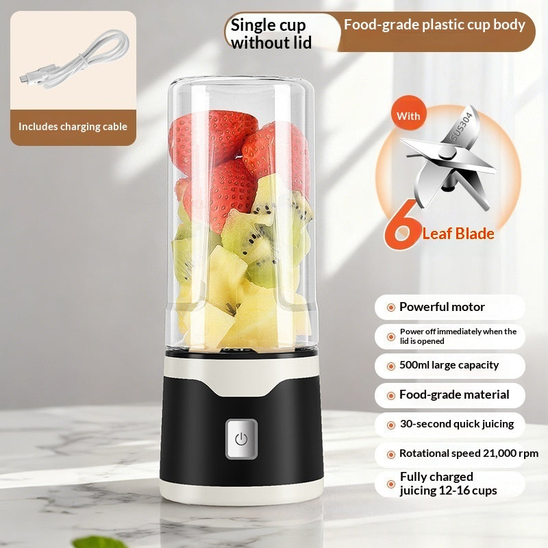 Portable Rechargeable Blender Juicer Cup — 500ml USB, 18-Blade, BPA-Free