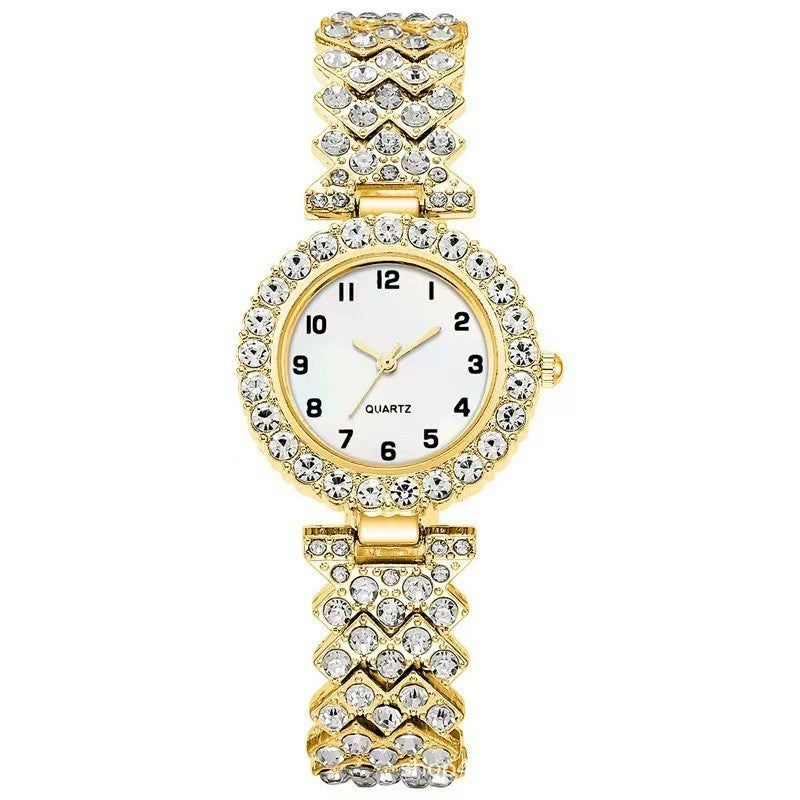 Women's Luxury Watch & Bracelet Gift Set — Silver Quartz Wristwatch with Alloy Bracelet