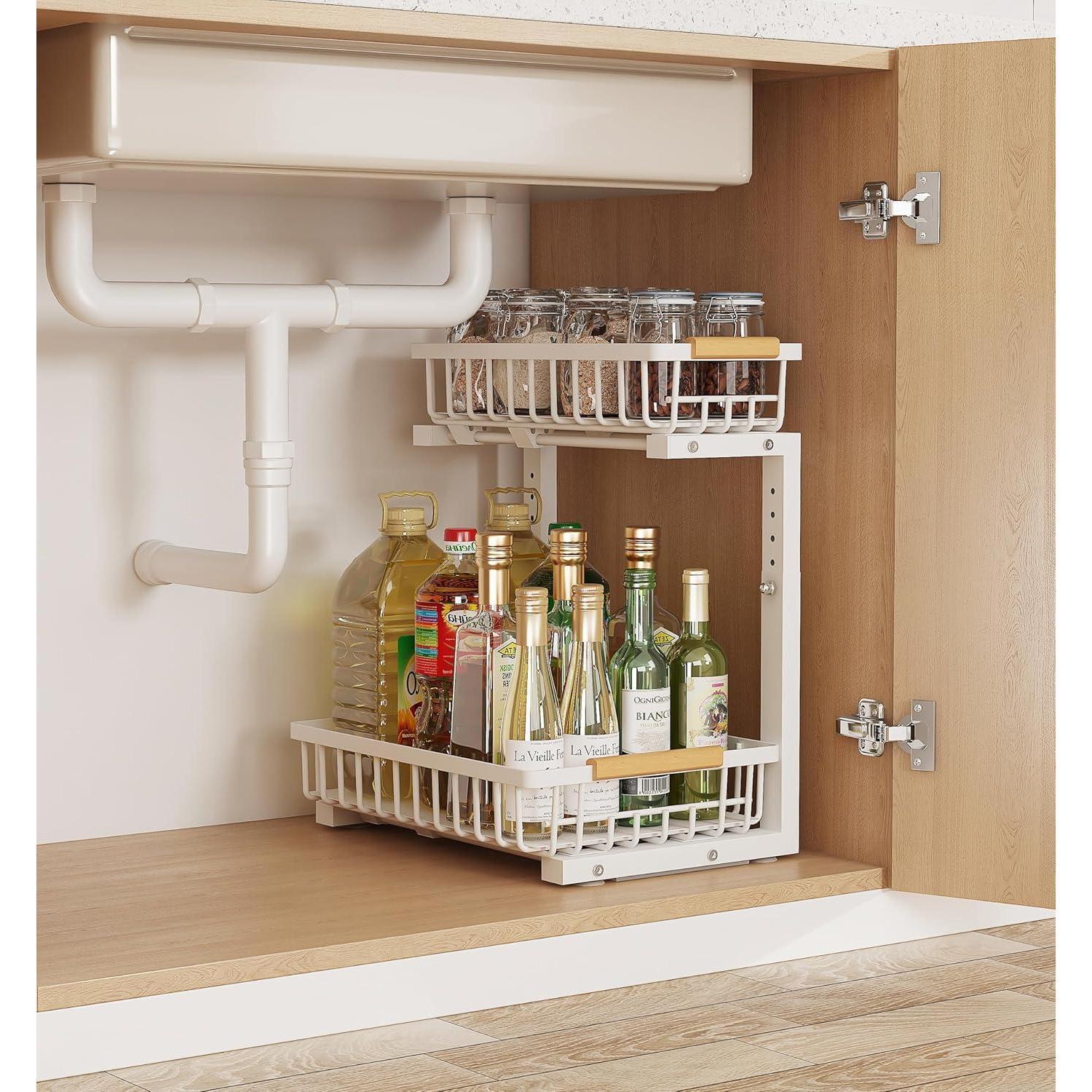 Adjustable 2-Tier Under Sink Organizer — Kitchen & Bathroom Storage Rack
