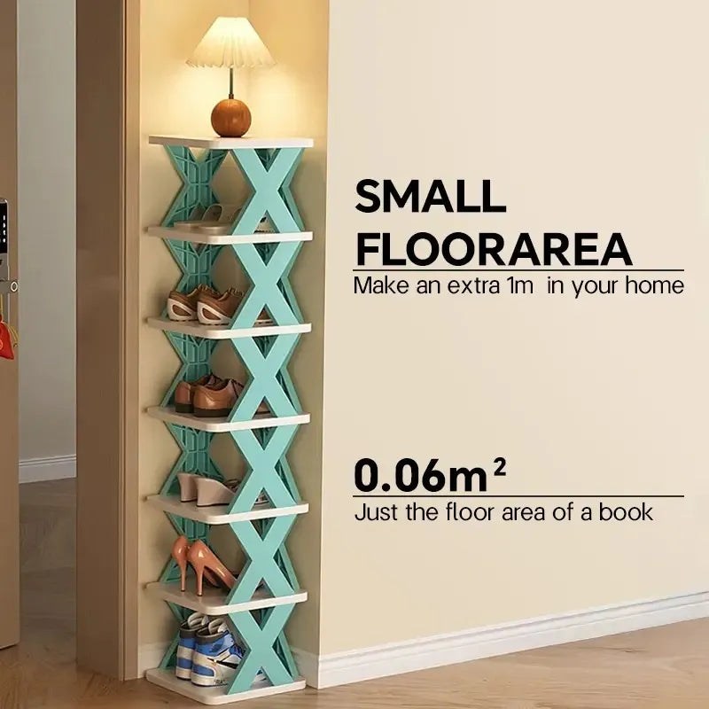 9-Pair Vertical Shoe Rack — Space-Saving Stackable Plastic Organizer for Entryway, Closet & Dorm