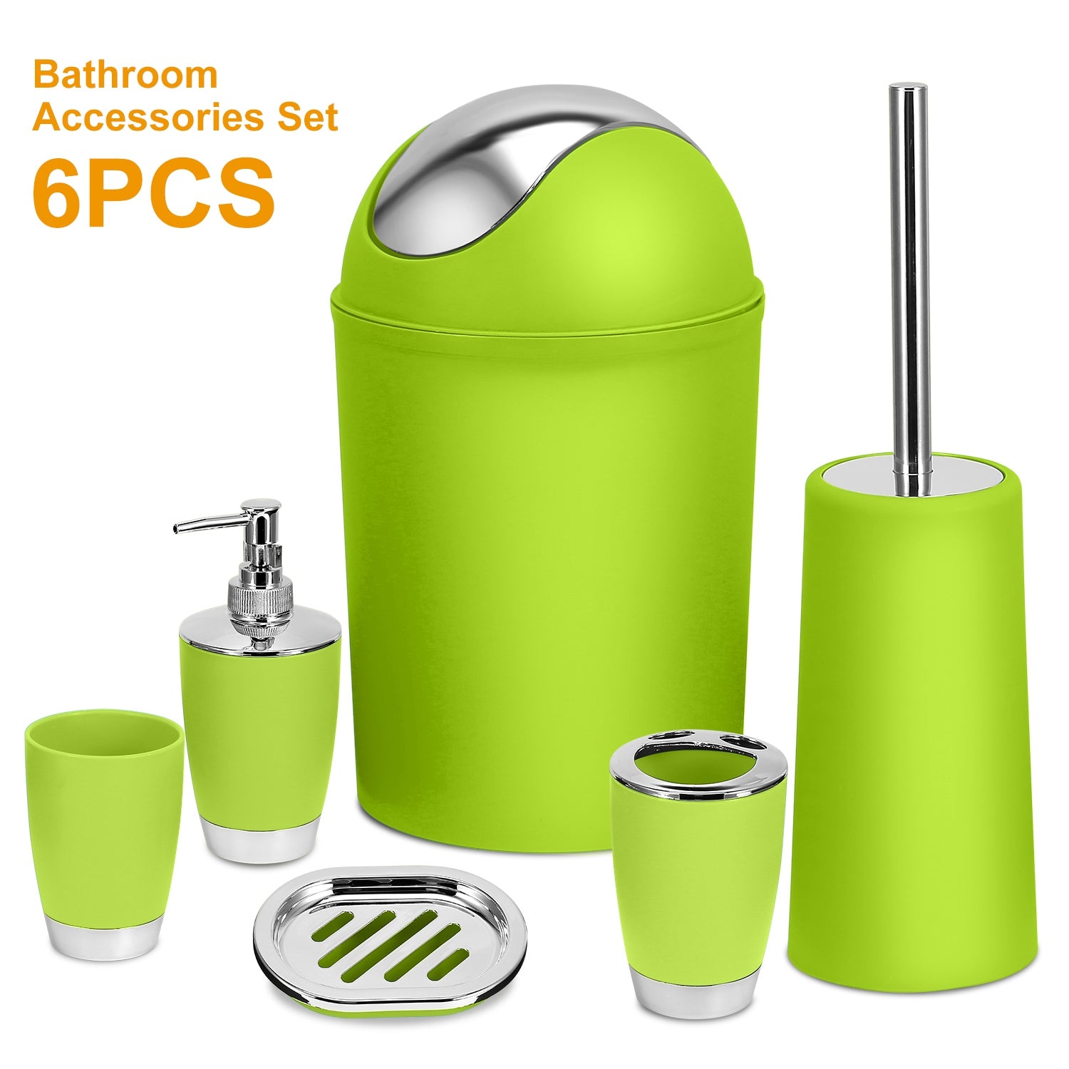 6-Piece Bathroom Accessories Set — Classic Black with Silver Accents