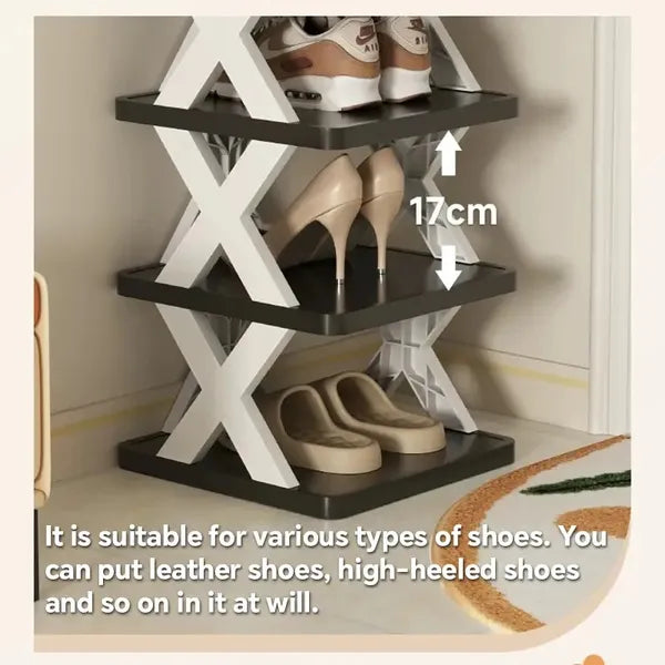 9-Pair Vertical Shoe Rack — Space-Saving Stackable Plastic Organizer for Entryway, Closet & Dorm
