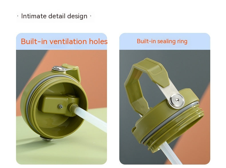 Vacuum insulated tumbler lid with ventilation holes and sealing ring, green