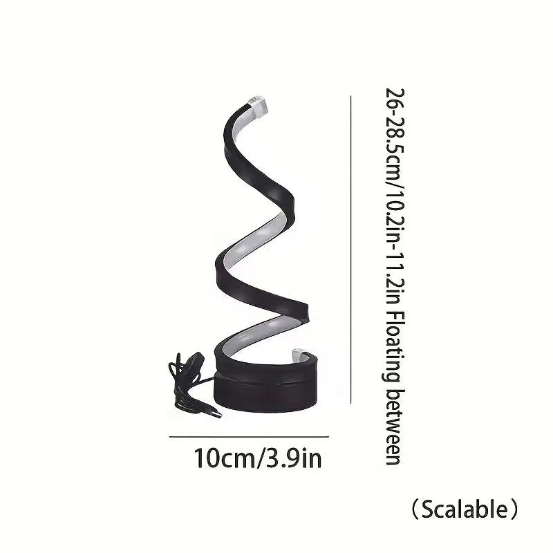 USB Spiral LED Night Light — Dimmable 3-Color Desk Lamp for Bedroom & Office