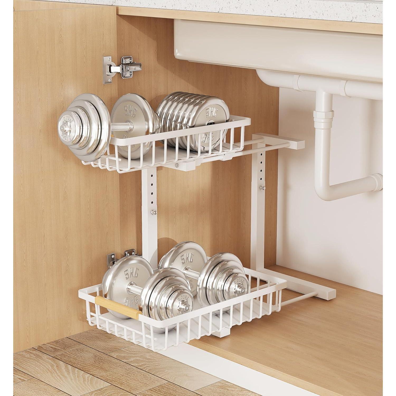 Adjustable 2-Tier Under Sink Organizer — Kitchen & Bathroom Storage Rack