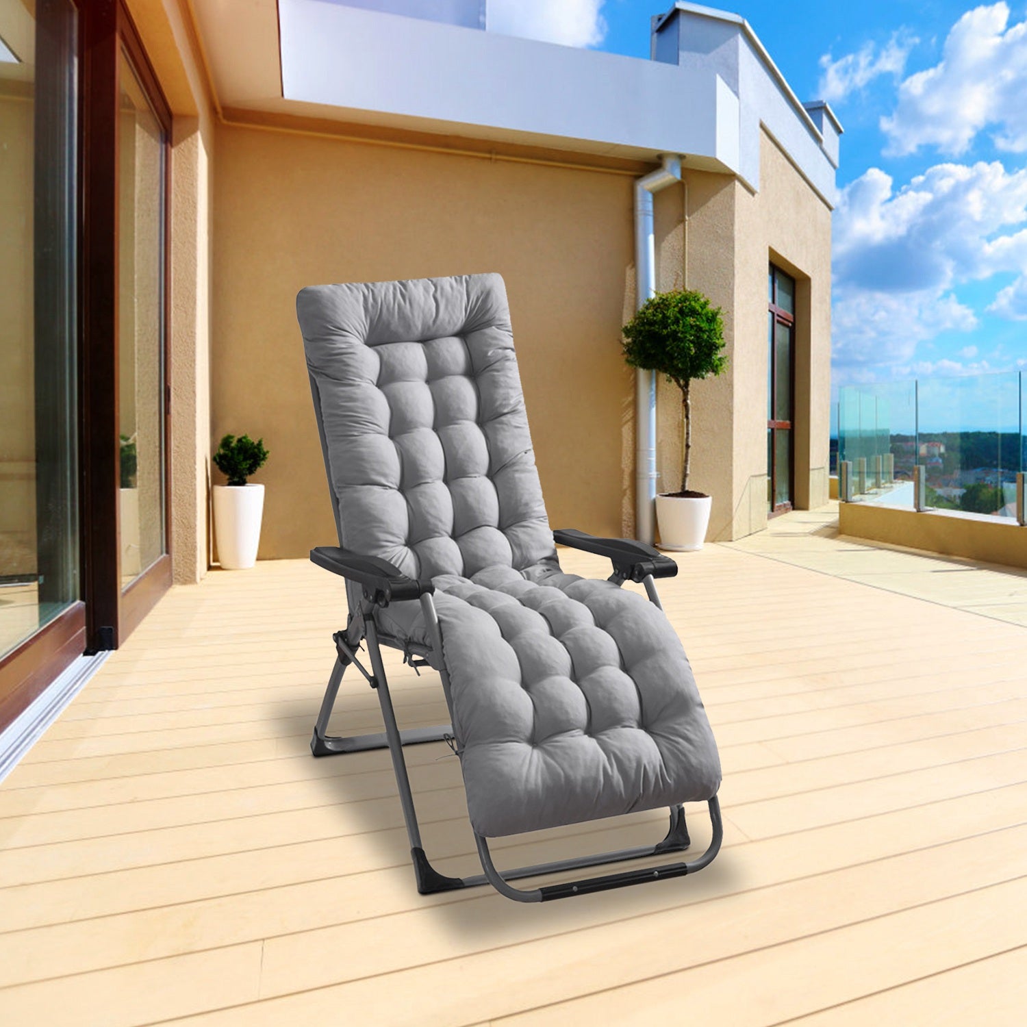 Chaise Lounger Cushion — Thick Padded Recliner & Deck Chair Mat (67" or 71")