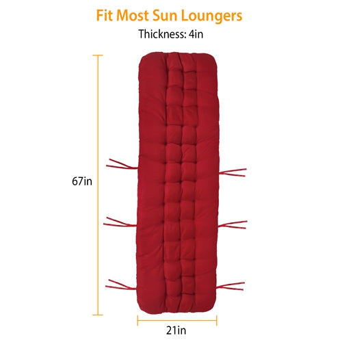 Chaise Lounger Cushion — Thick Padded Recliner & Deck Chair Mat (67" or 71")