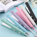 2-in-1 electric hair straightener and curler with pink tool and white tool