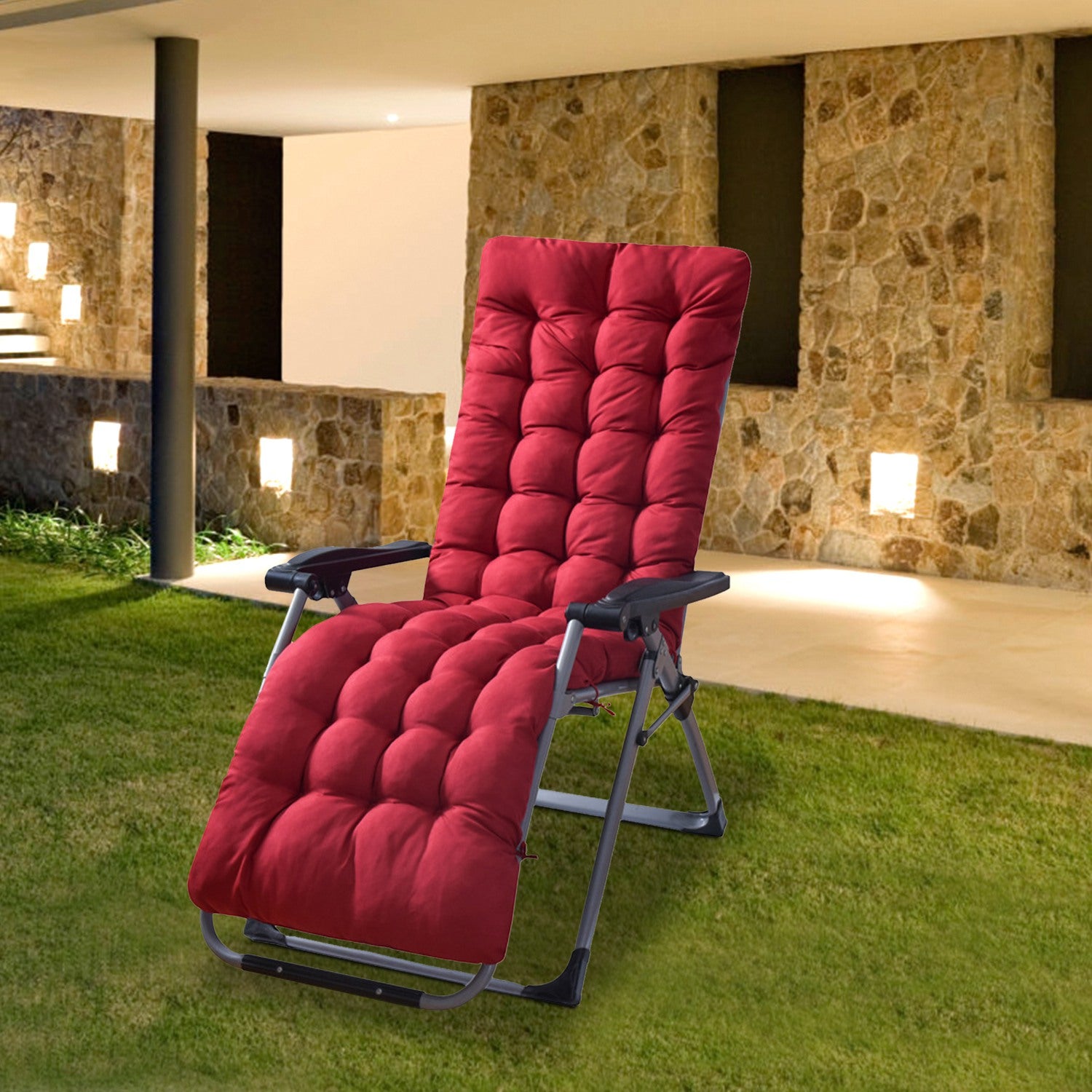 Chaise Lounger Cushion — Thick Padded Recliner & Deck Chair Mat (67" or 71")