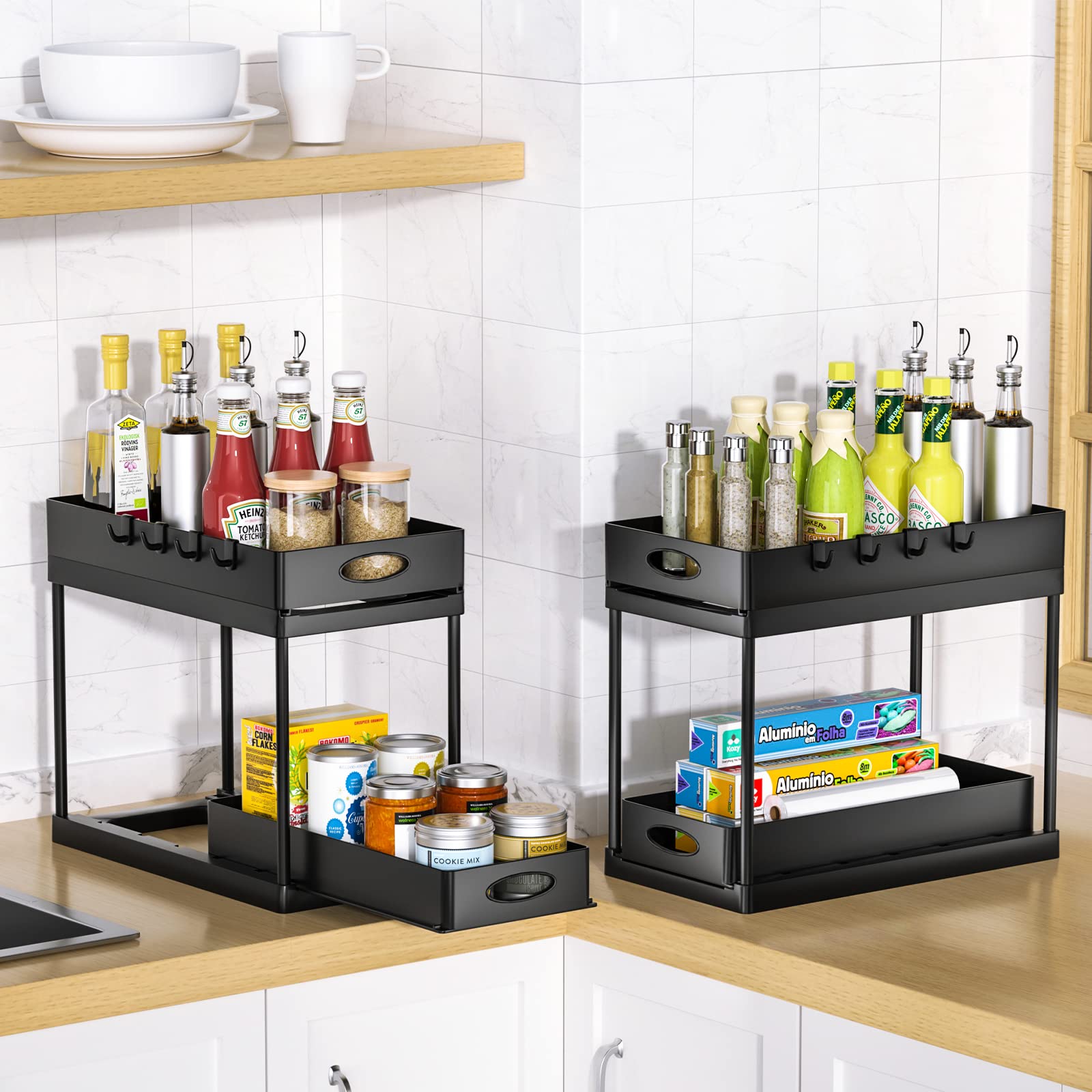 Dual Sliding Drawer Under Sink Organizer — 2-Minute Install, No Tools