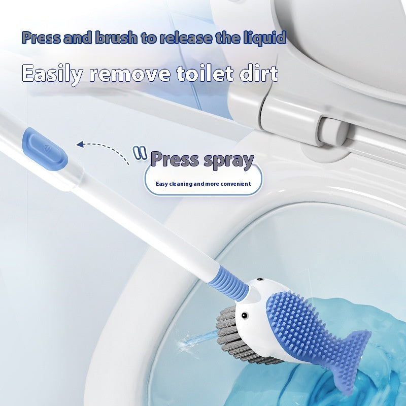 Blue whale-shaped toilet brush head with raised silicone nubs on a white handle