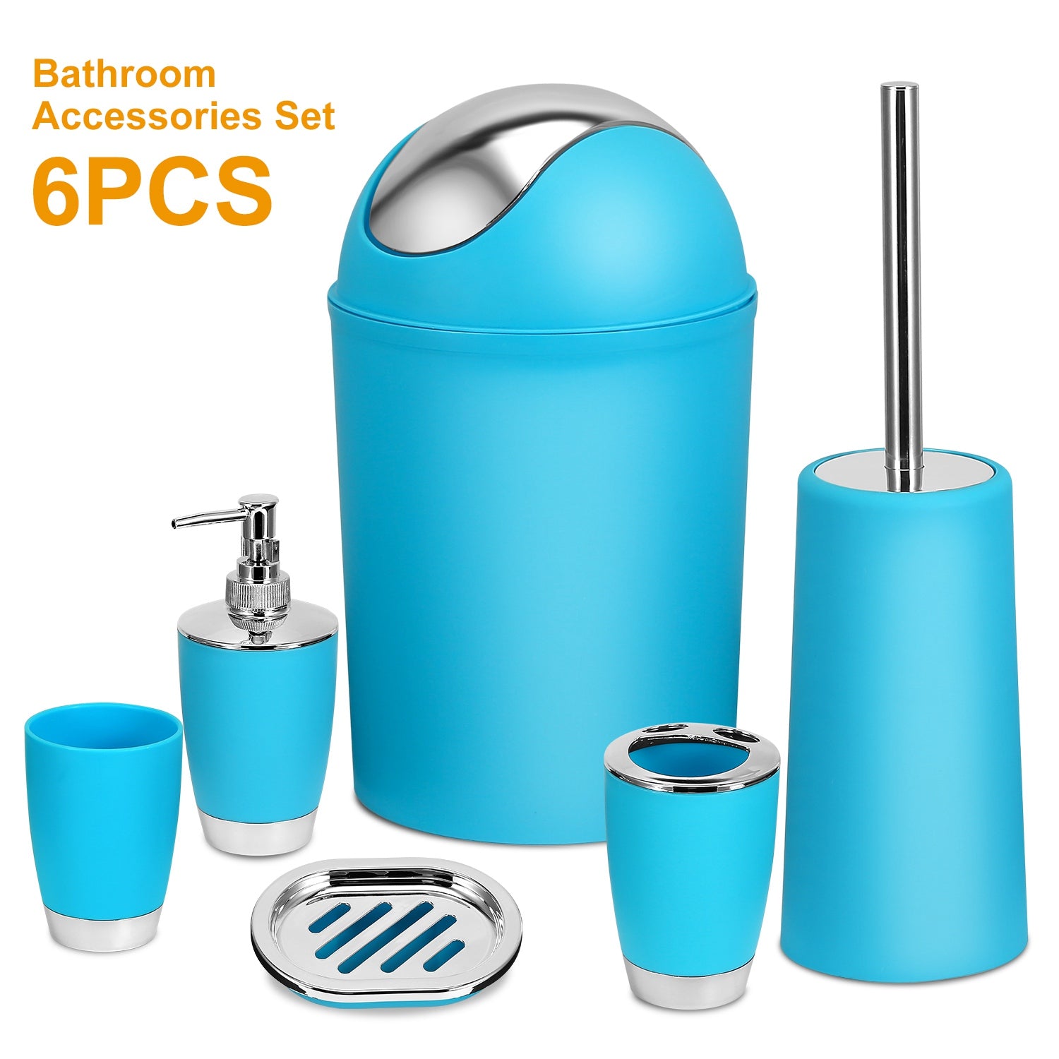 6-Piece Bathroom Accessories Set — Classic Black with Silver Accents