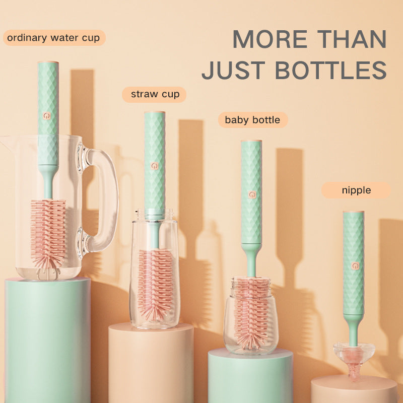 Electric Silicone Baby Bottle Brush — 360° Rotating, Rechargeable