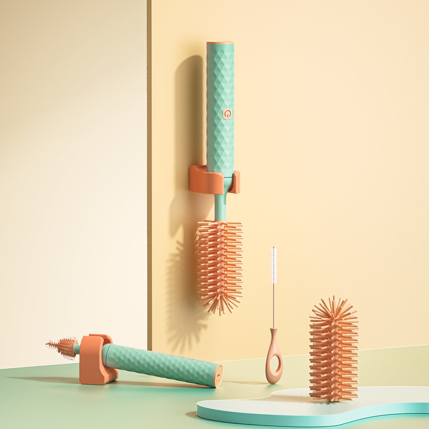 Electric Silicone Baby Bottle Brush — 360° Rotating, Rechargeable