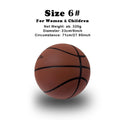 Foam silent indoor basketball, brown with black panel lines, size 6.