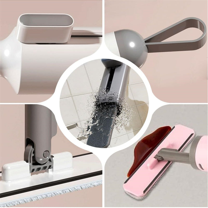 Self-Squeeze Mini Flat Mop — Hands-Free Wringing, 2 Microfiber Pads