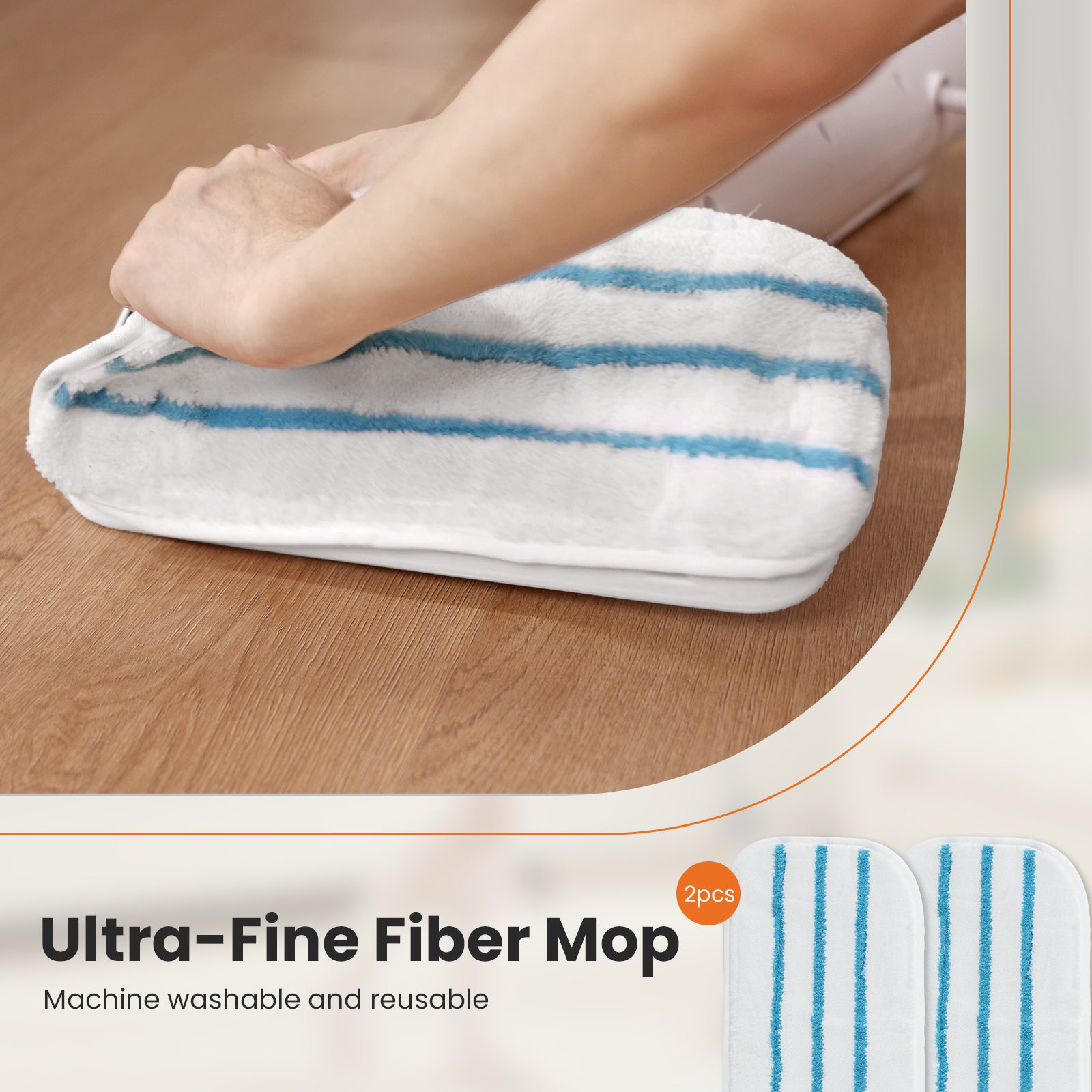Lightweight Steam Mop — Hardwood, Tile & Carpet Floor Steamer with 2 Washable Pads