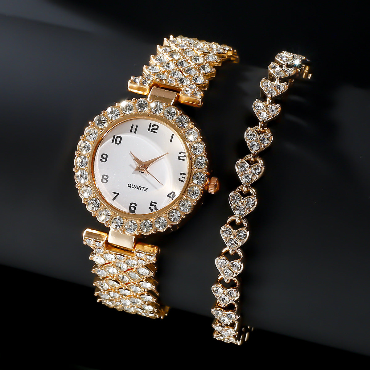 Women's Luxury Watch & Bracelet Gift Set — Silver Quartz Wristwatch with Alloy Bracelet